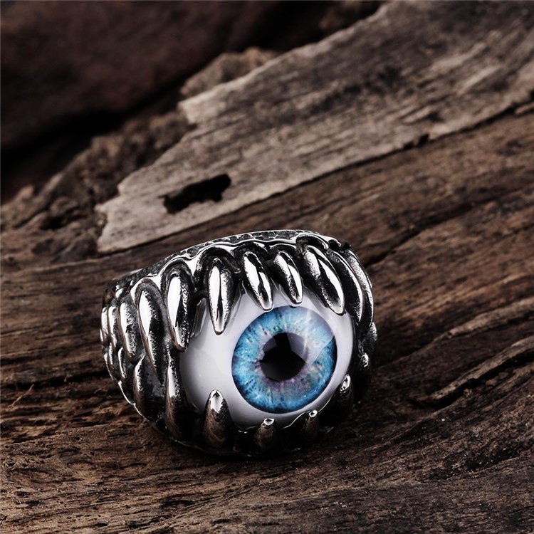 Exaggerated Eyeball Titanium Steel Cool Ring - Size: 9-3