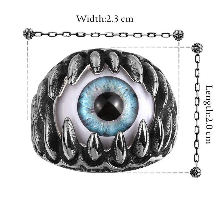Exaggerated Eyeball Titanium Steel Cool Ring - Size: 9-4