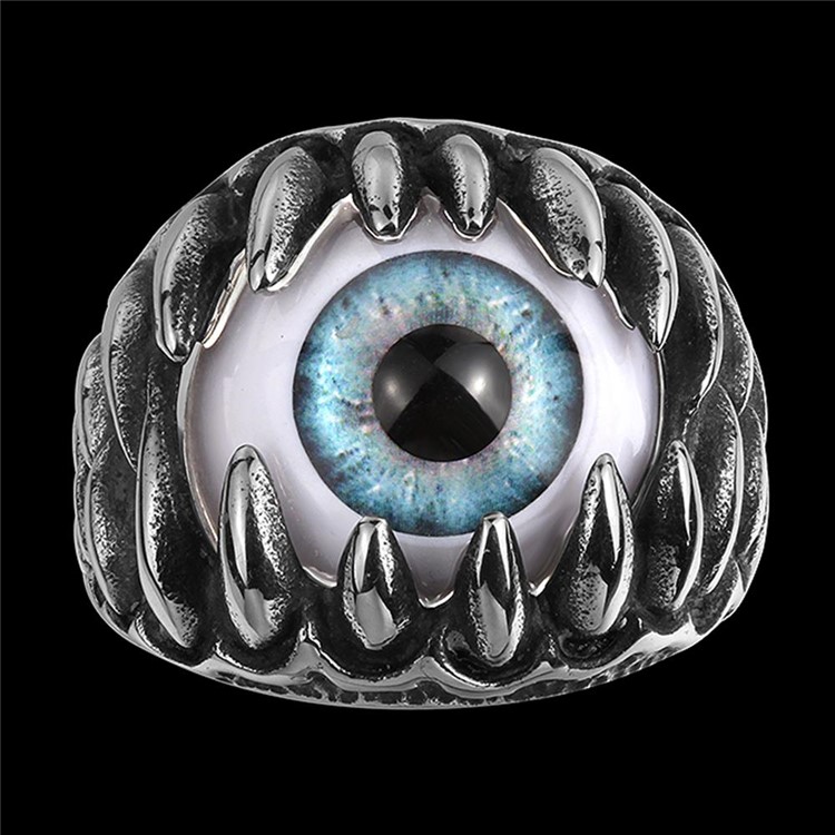 Exaggerated Eyeball Titanium Steel Cool Ring - Size: 9-5