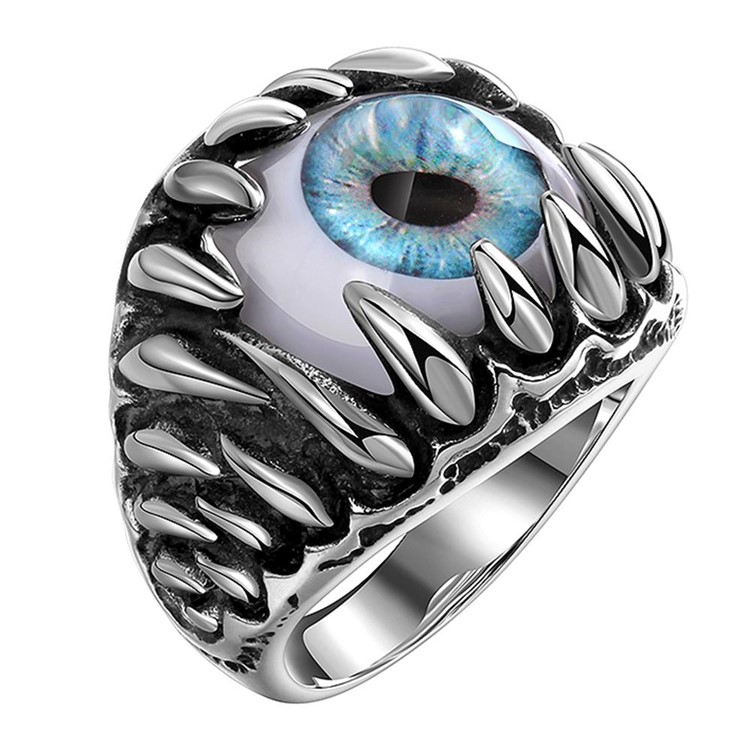 Exaggerated Eyeball Titanium Steel Cool Ring - Size: 9-6