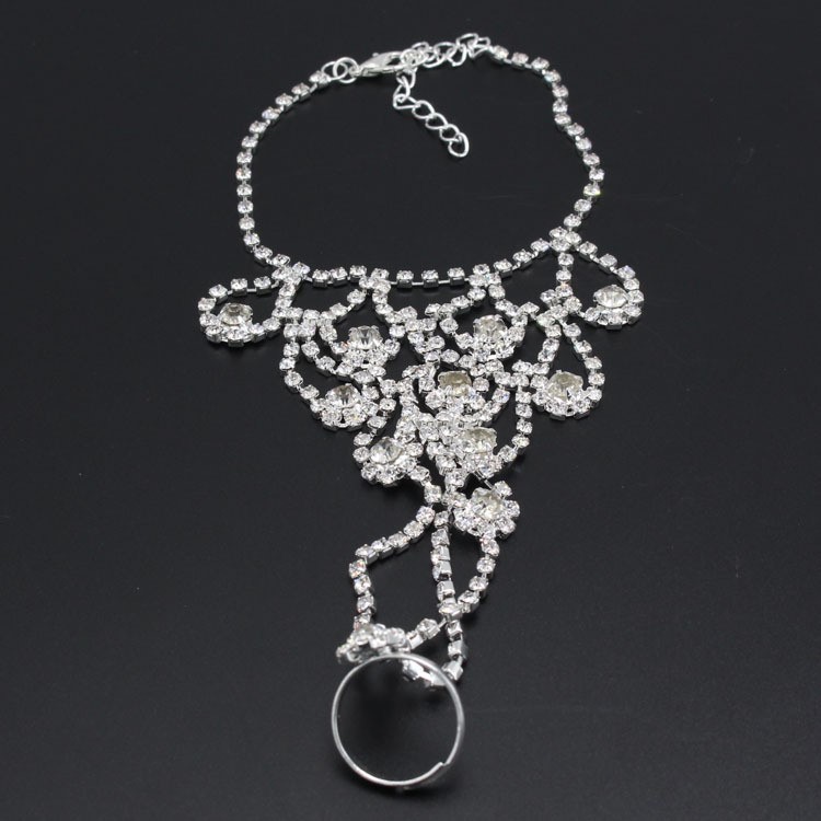 Rhinestone Women Beach Barefoot Anklet Bracelet Toe Ring Chain-4