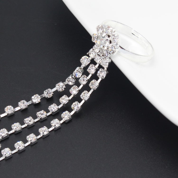 Rhinestone Women Beach Barefoot Anklet Bracelet Toe Ring Chain-5