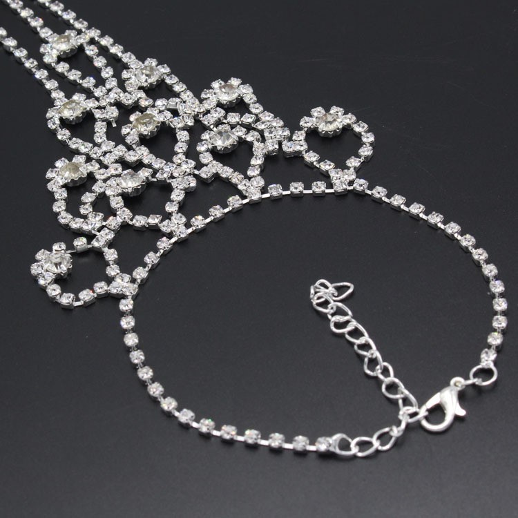 Rhinestone Women Beach Barefoot Anklet Bracelet Toe Ring Chain-6