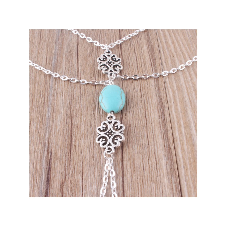 Bohemian Style Fashion Women Ankle Foot Chain Link Toe Rings Turquoise Foot Decoration-3