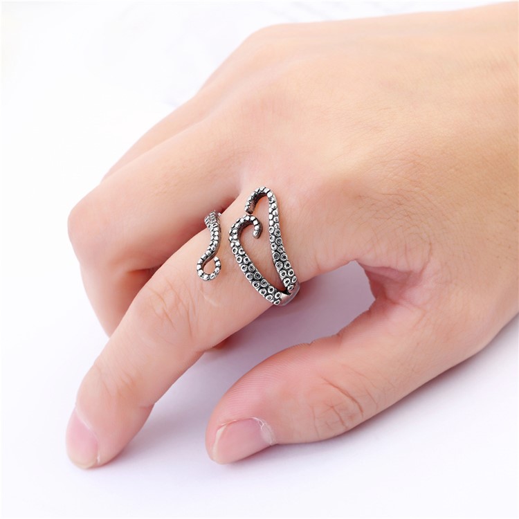 Vintage Style Cool Deep Sea Octopus Tentacle Ring Punk Antique Ring for Men and Women-1