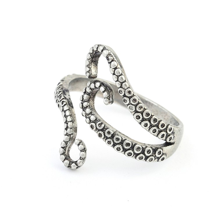 Vintage Style Cool Deep Sea Octopus Tentacle Ring Punk Antique Ring for Men and Women-2