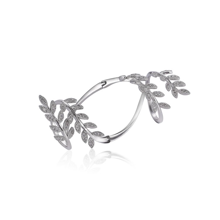 Leaf Shape Platinum Plated Women's Zirconia Engagement Ring - Diameter: 19mm-1