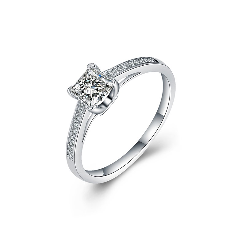 Platinum Plated Zirconia Engagement Ring for Women - Diameter: 16mm-1
