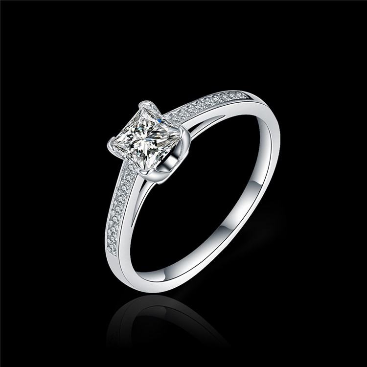 Platinum Plated Zirconia Engagement Ring for Women - Diameter: 16mm-2