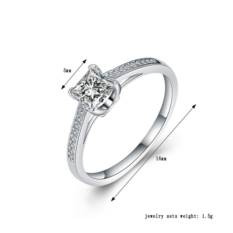 Platinum Plated Zirconia Engagement Ring for Women - Diameter: 16mm-3