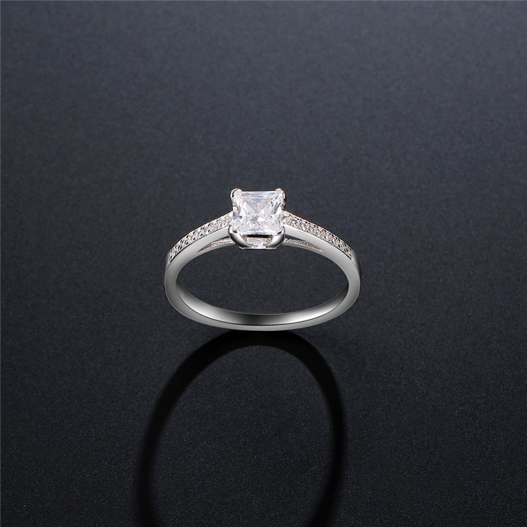 Platinum Plated Zirconia Engagement Ring for Women - Diameter: 16mm-4