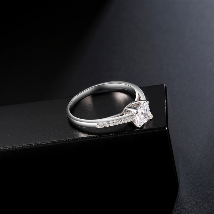 Platinum Plated Zirconia Engagement Ring for Women - Diameter: 16mm-6