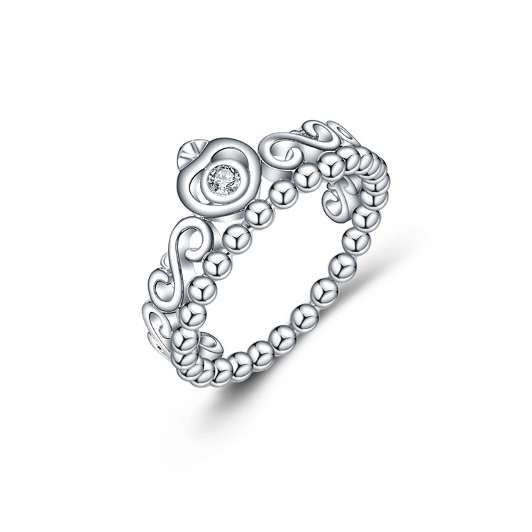 Silver Platinum Plated Zirconia Wedding Ring for Women - Diameter: 16mm-1