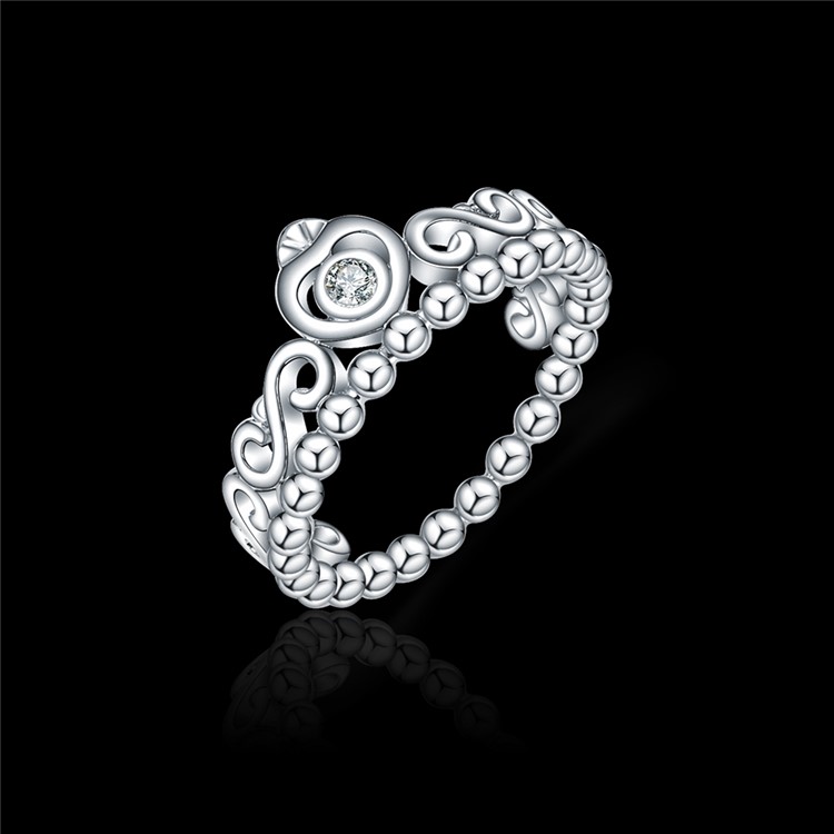 Silver Platinum Plated Zirconia Wedding Ring for Women - Diameter: 16mm-2