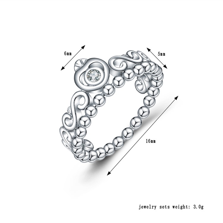 Silver Platinum Plated Zirconia Wedding Ring for Women - Diameter: 16mm-3