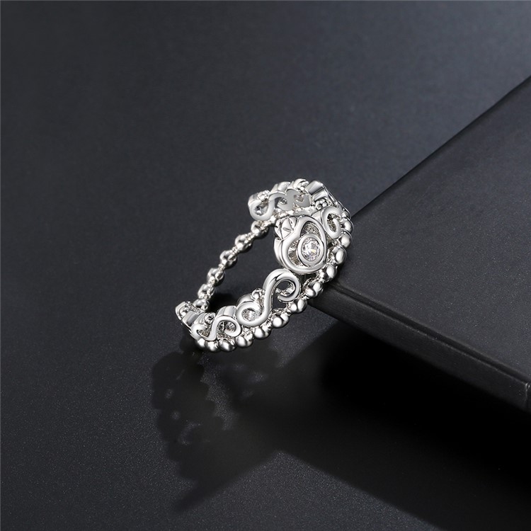 Silver Platinum Plated Zirconia Wedding Ring for Women - Diameter: 16mm-5