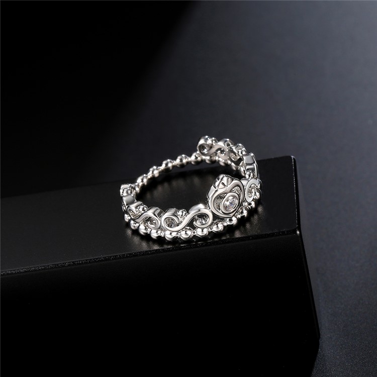 Silver Platinum Plated Zirconia Wedding Ring for Women - Diameter: 16mm-6
