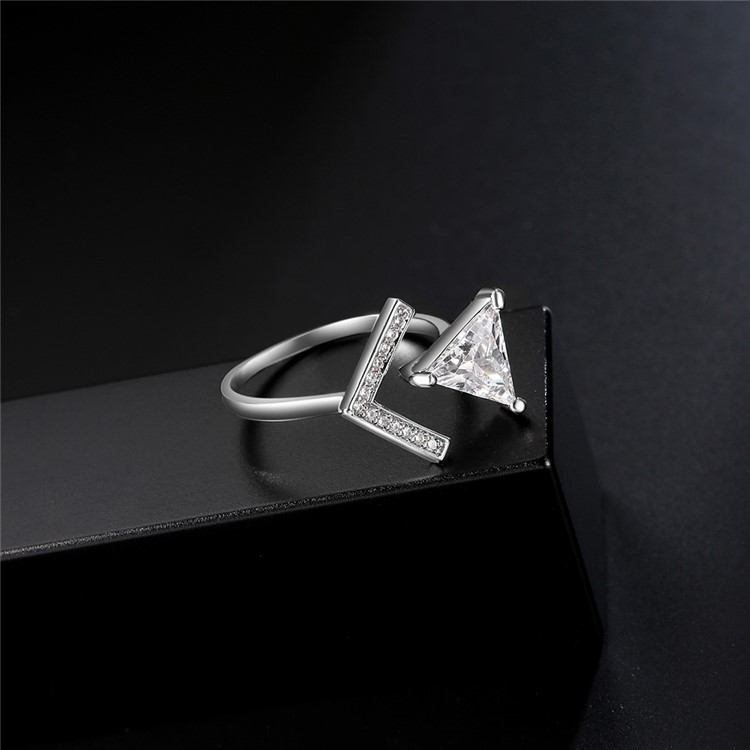 Silver Plated Zirconia Wedding Ring for Women - Diameter: 16mm-6