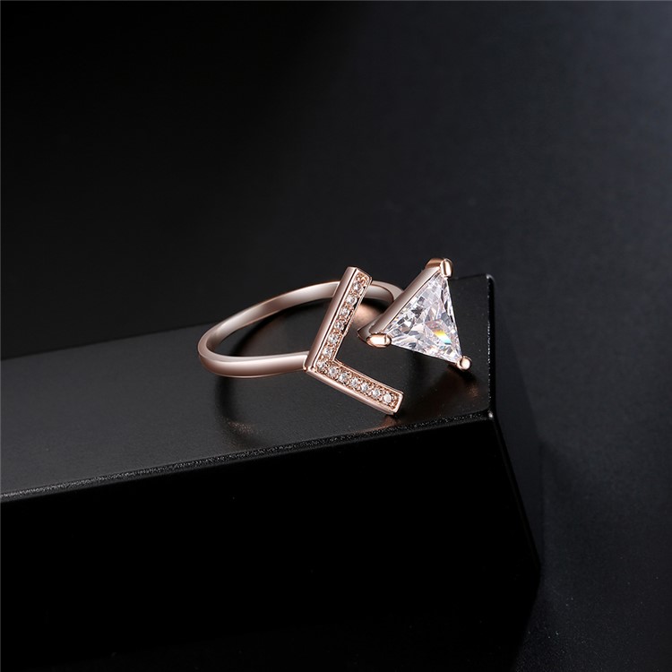 Rose Gold Plated Zirconia Wedding Ring for Women - Diameter: 16mm-6