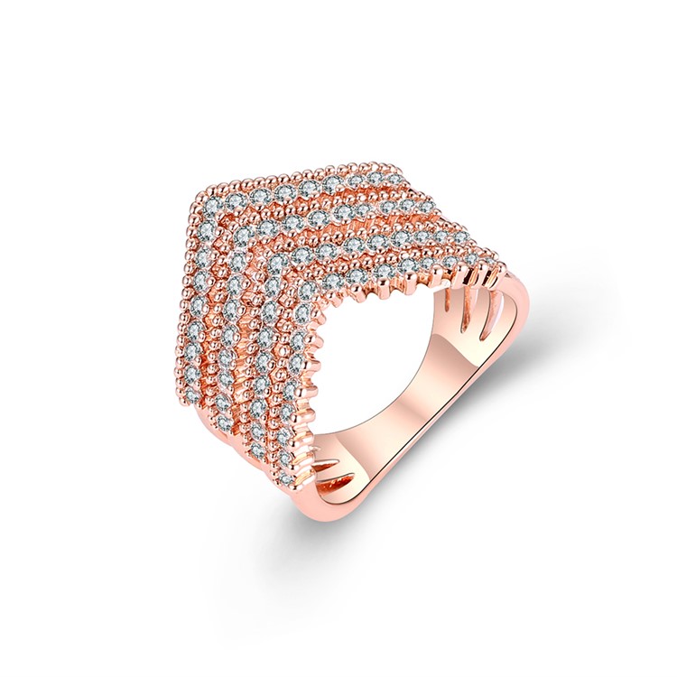 Rose Gold Plated Fashion Women Zirconia Wedding Ring - Diameter: 16mm-1