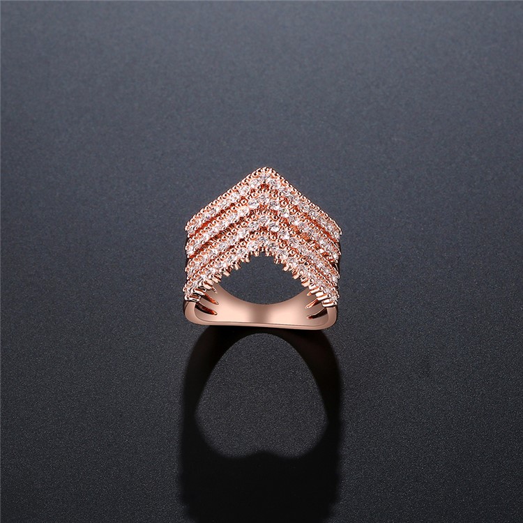 Rose Gold Plated Fashion Women Zirconia Wedding Ring - Diameter: 16mm-4