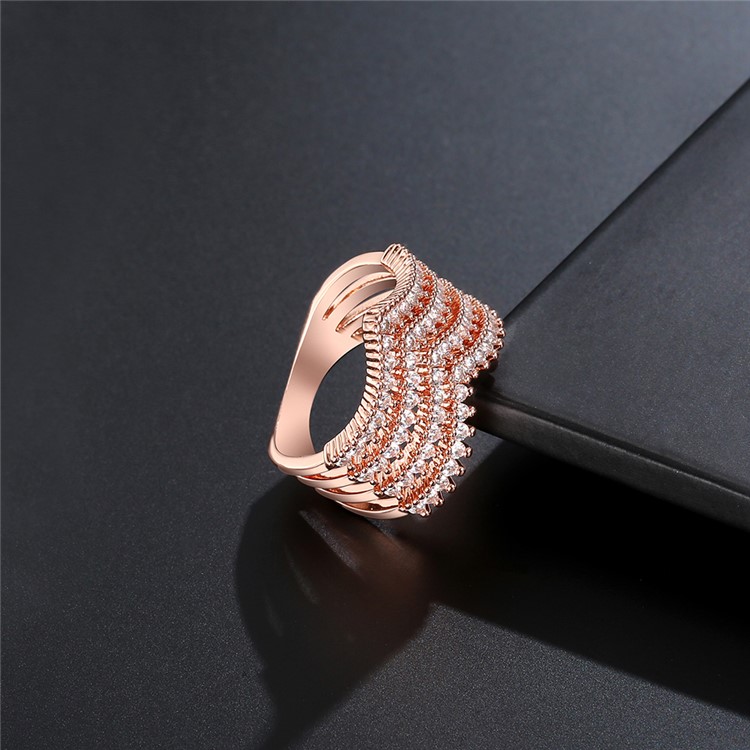 Rose Gold Plated Fashion Women Zirconia Wedding Ring - Diameter: 16mm-5