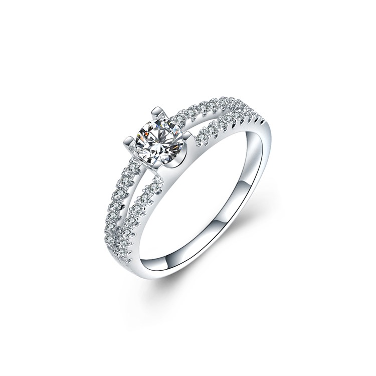 Platinum Plated Fashionable Copper + Zircon Ring - Size: 16mm-1