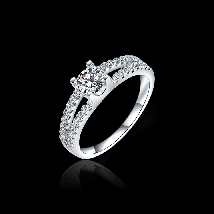 Platinum Plated Fashionable Copper + Zircon Ring - Size: 16mm-2
