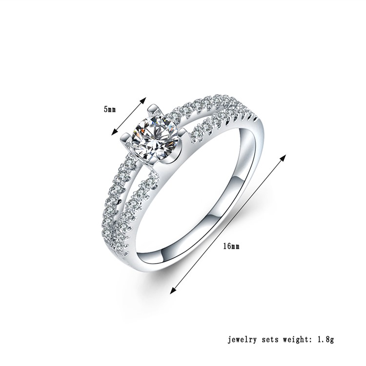 Platinum Plated Fashionable Copper + Zircon Ring - Size: 16mm-3