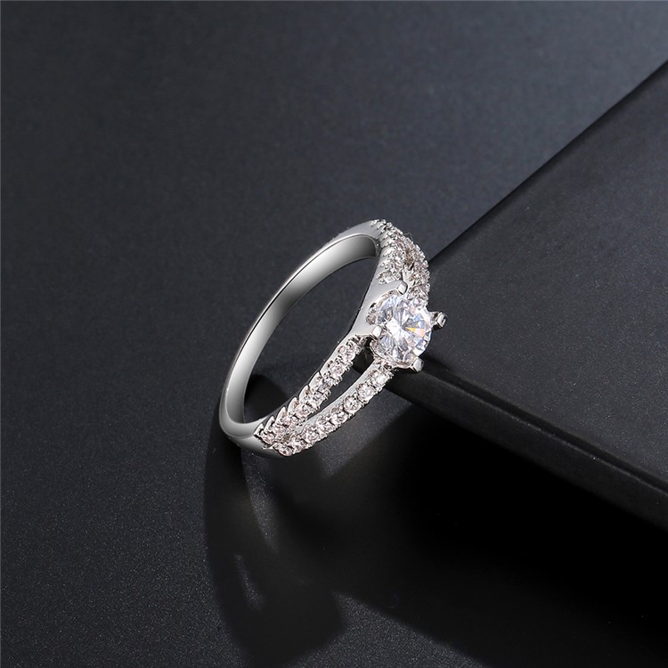 Platinum Plated Fashionable Copper + Zircon Ring - Size: 16mm-5