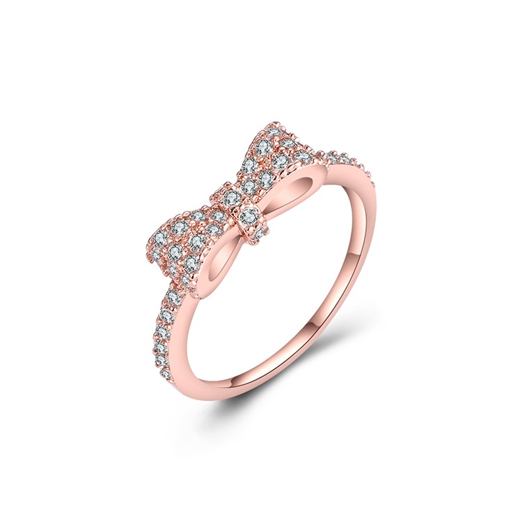Fashionable Copper + Zircon Bowknot Patterned Ring - Size: 16mm-1