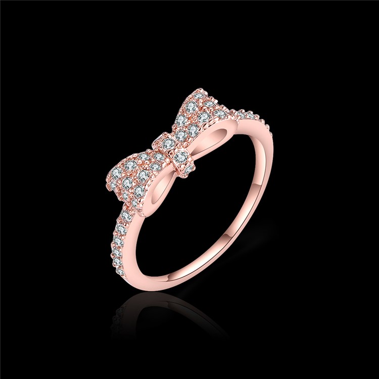 Fashionable Copper + Zircon Bowknot Patterned Ring - Size: 16mm-2