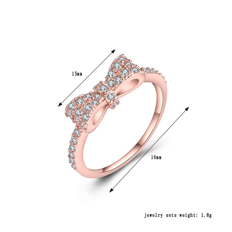 Fashionable Copper + Zircon Bowknot Patterned Ring - Size: 16mm-3