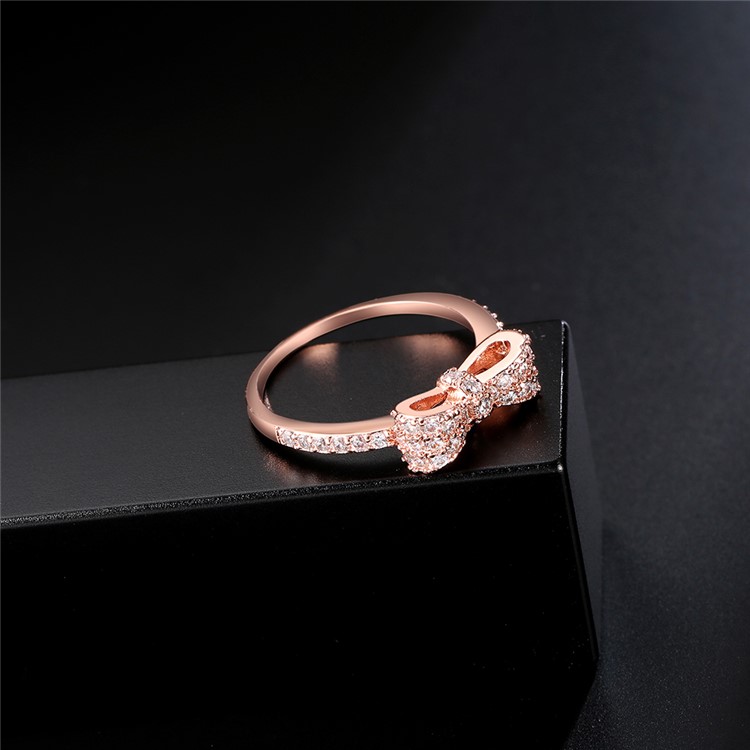Fashionable Copper + Zircon Bowknot Patterned Ring - Size: 16mm-6