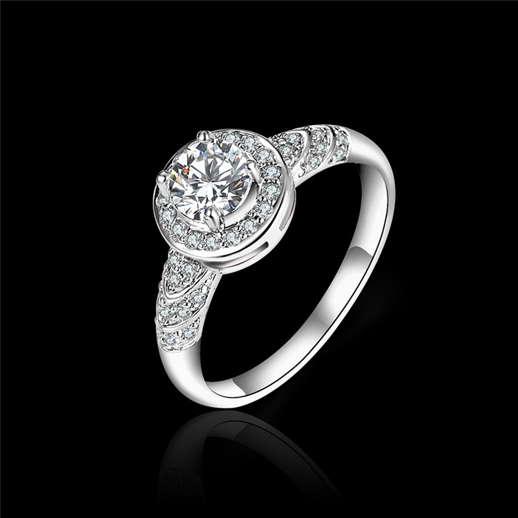 Platinum Plated for Women Round Shape Zirconia Wedding Ring - Diameter: 16mm-2