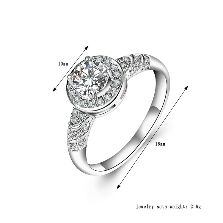 Platinum Plated for Women Round Shape Zirconia Wedding Ring - Diameter: 16mm-3