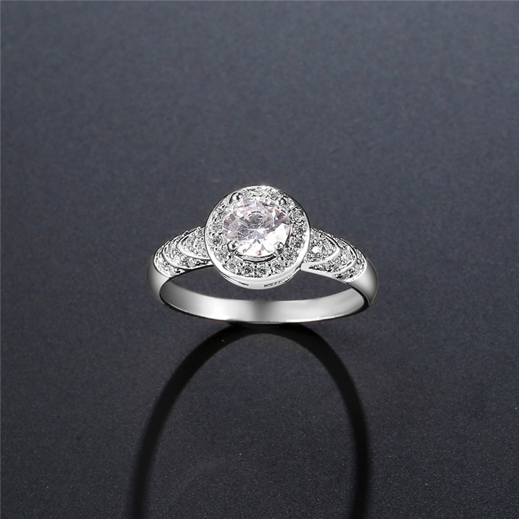 Platinum Plated for Women Round Shape Zirconia Wedding Ring - Diameter: 16mm-4