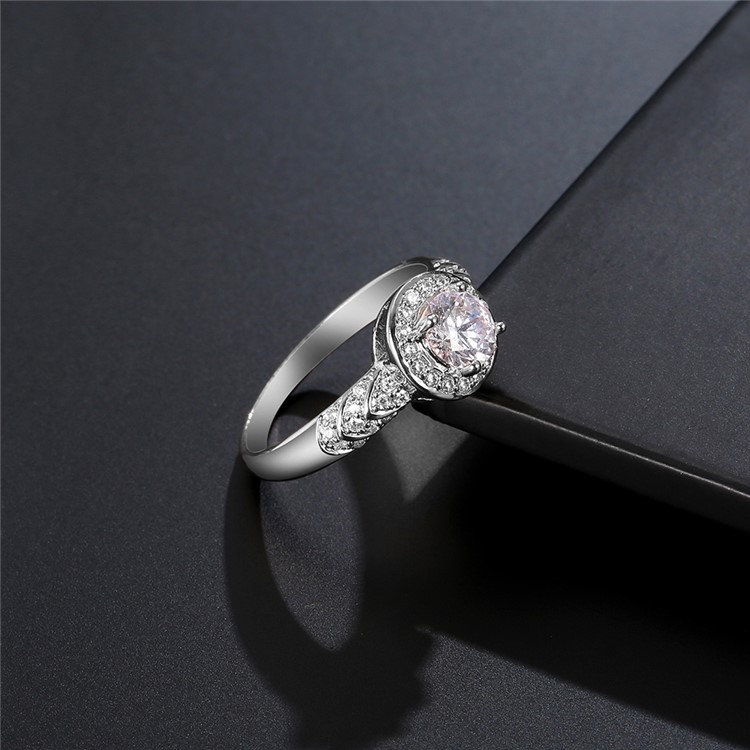 Platinum Plated for Women Round Shape Zirconia Wedding Ring - Diameter: 16mm-5
