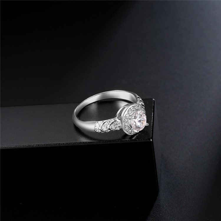 Platinum Plated for Women Round Shape Zirconia Wedding Ring - Diameter: 16mm-6