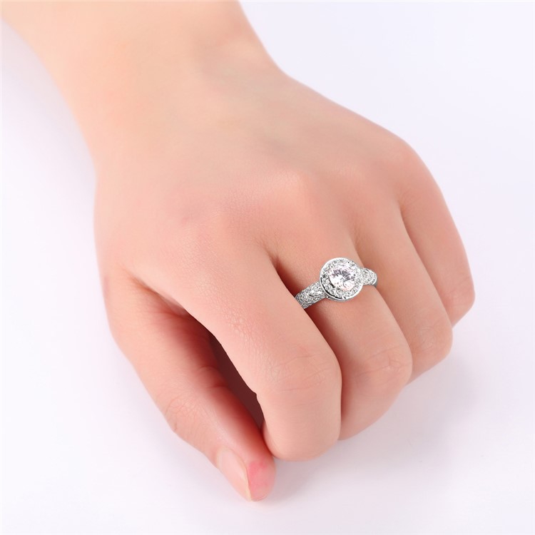 Platinum Plated for Women Round Shape Zirconia Wedding Ring - Diameter: 16mm-7