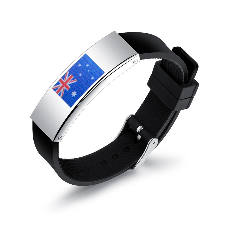 Silicone + Steel Country Flag Men Wrist Strap World Cup Accessories - Australian Flag-1