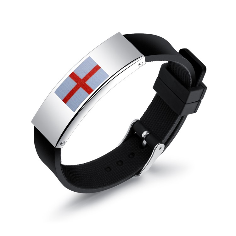Silicone + Steel Country Flag Men Bracelet World Cup Accessories - Danish Flag-1