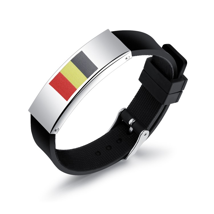 Silicone + Steel Country Flag Men Sport Strap World Cup Accessories - Belgium Flag-1