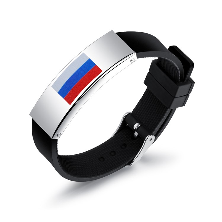 Silicone + Steel Country Flag Men Sport Bracelet World Cup Accessories - Flag of Russia-1