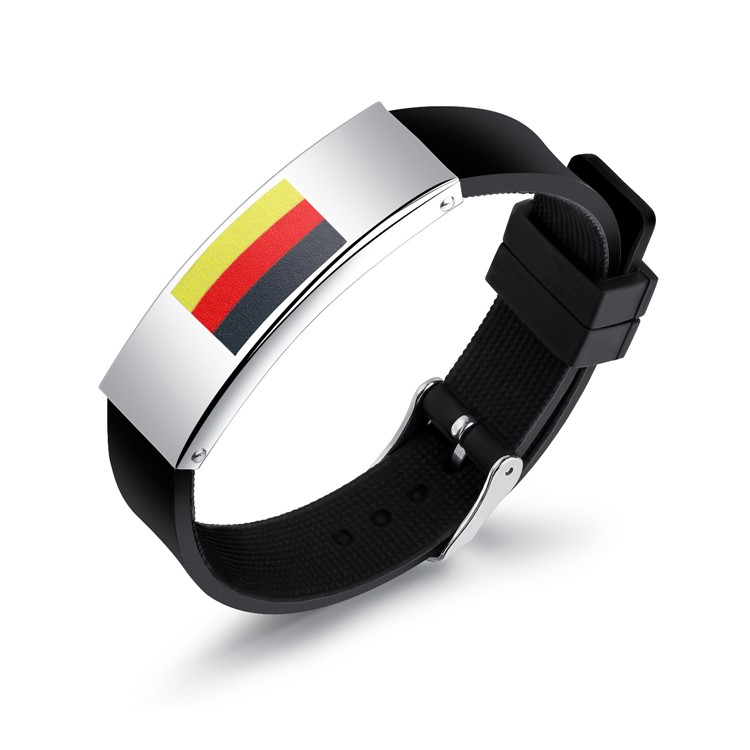 Silicone + Steel Country Flag Female Wristband World Cup Accessories - German Flag-1