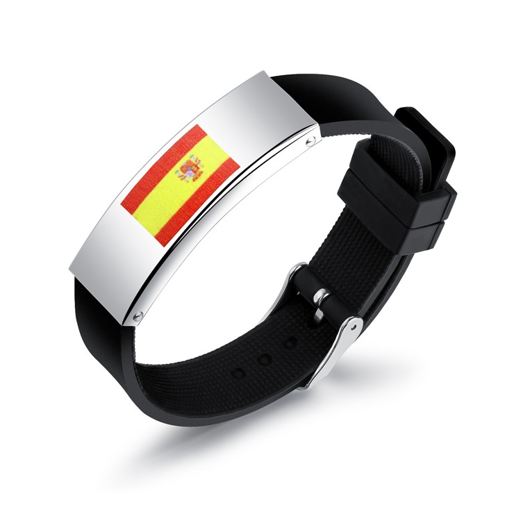 Silicone + Steel Country Flag Female Wrist Bracelet World Cup Accessories - Flag of Spain-1