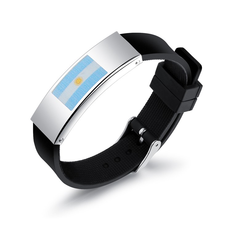 Silicone + Steel Country Flag Female Wrist Strap and World Cup Accessories -
Flag of Argentina-1