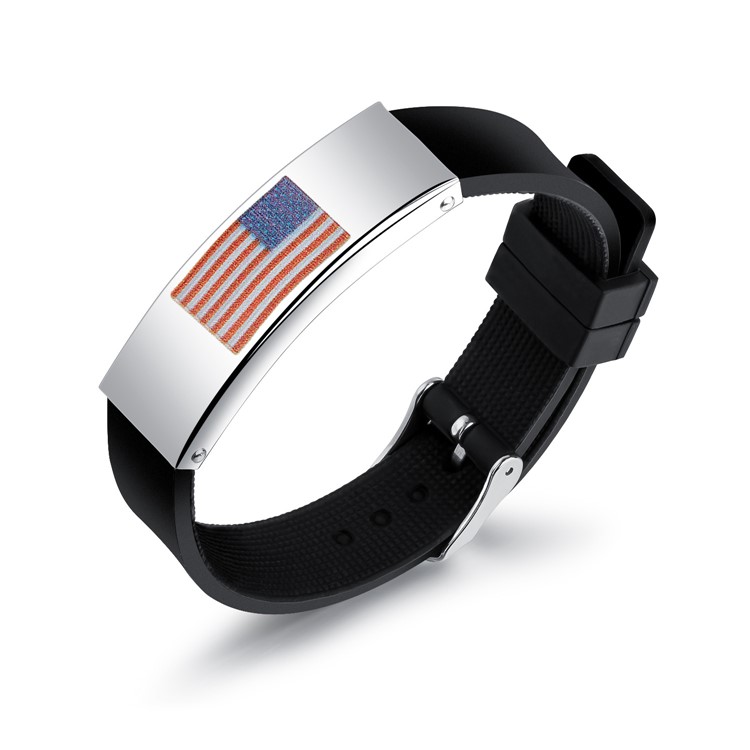 Silicone + Steel Country Flag Female Wrist Band World Cup Accessories - American Flag-1
