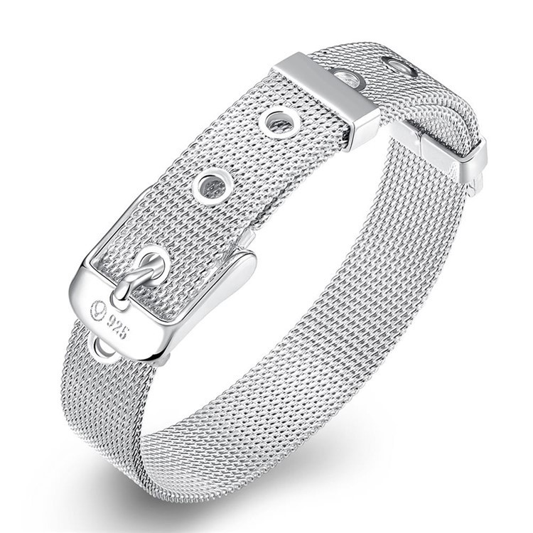 10mm WatchBand Style Silver Plated Mesh Bracelet Chain-1