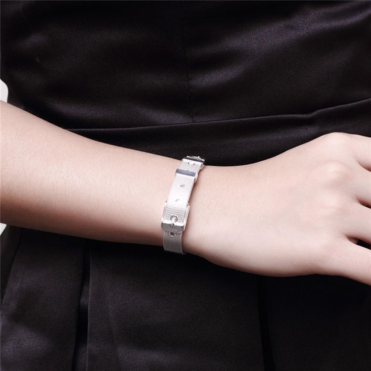 10mm WatchBand Style Silver Plated Mesh Bracelet Chain-2